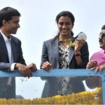 PV Sindhu get grand welcome in Hyderabad