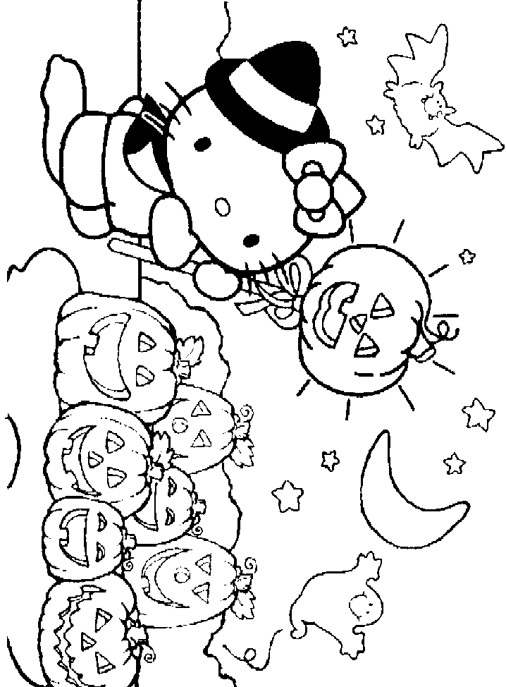 Hello Kitty Halloween Coloring Pages for Kids