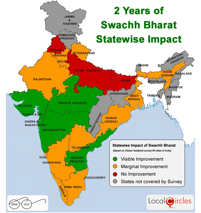 Maharashtra, Gujarat, MP and Andhra among Four states with Visible Cleanliness under "Clean India Campaign"