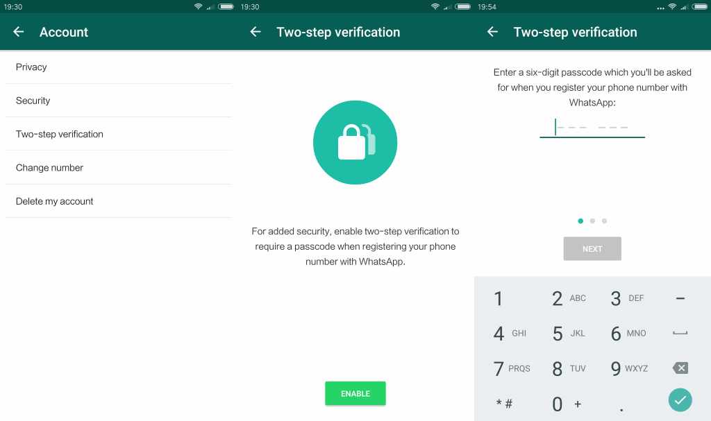 WhatsApp two Step Verification