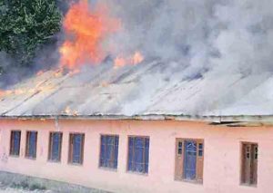 Another School building raveaged in fire in Kashmir