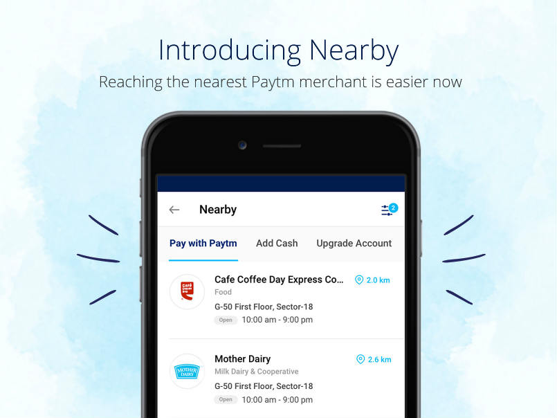 Paytm Nearby feature launched in India.