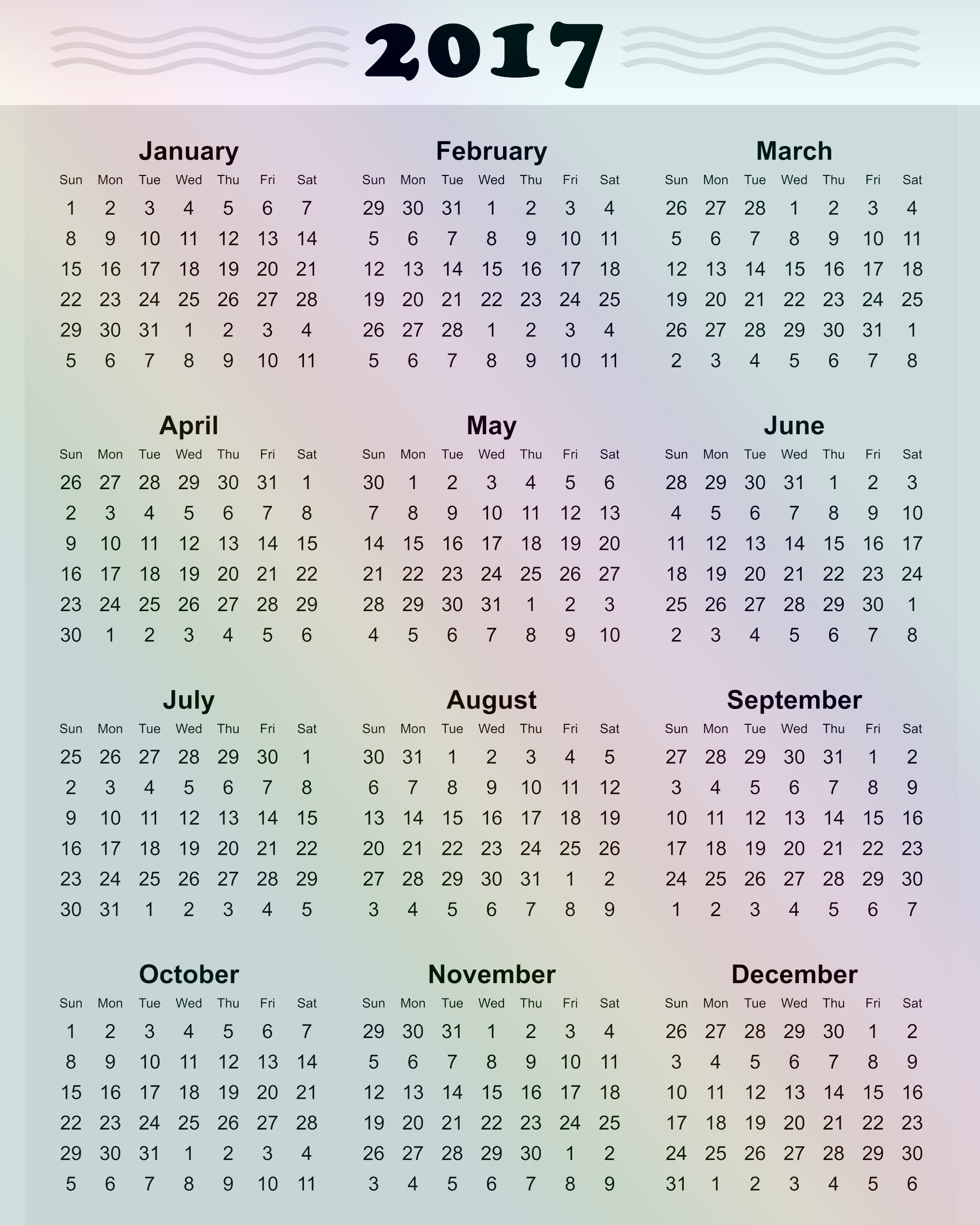 New Year 2017 Printable Calendar