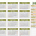 2017 Printable Calendar with Holidays