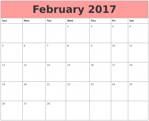 February 2017 Printable Calendar PDF