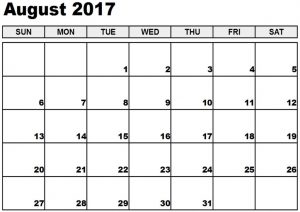 August 2017 Printable Calendar Template