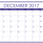 December Printable Calendar 2017
