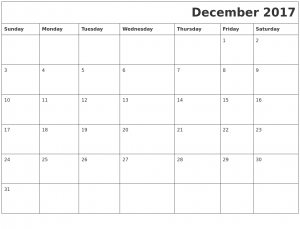 Printable December 2017 Calendar Word