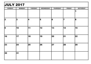 July 2017 Printable Calendar Template