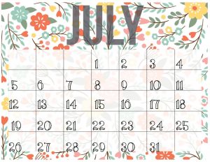 July 2017 Printable Calendar PDF