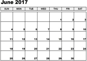 June 2017 Printable Calendar Template