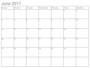 June Calendar Printable 2017