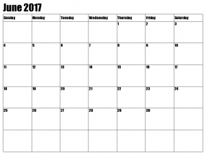 2017 June Printable Blank Calendar