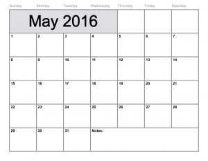 May 2017 Printable Calendar Template