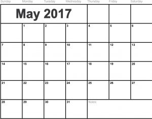 May Calendar Printable 2017