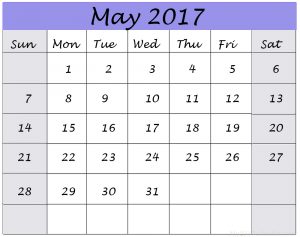 May 2017 Printable Calendar PDF