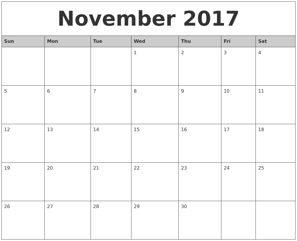 November 17 Printable Calendar Template Holidays Excel Word 5 Northbridge Times Northbridge Times