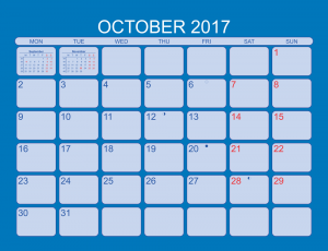 October Printable Calendar 2017