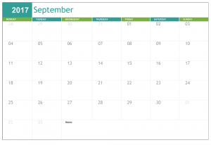 Free Printable September Calendar 2017