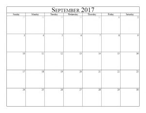 2017 September Printable Blank Calendar