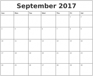 September Printable Calendar 2017