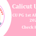 Calicut University 1st Allotment Result 2021