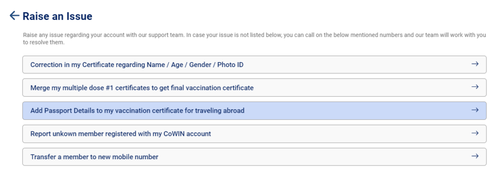 Add Passport details to CoWin Certificate