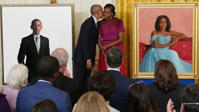 Barack & Michelle Obama Unveil Their Official Portraits In White House Ceremony